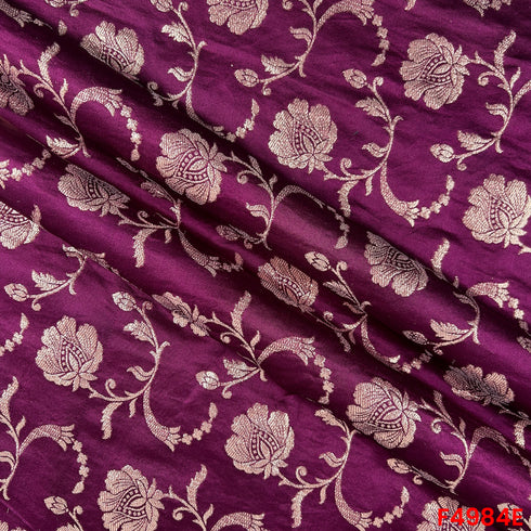 Zari Work Banarasi Silk Fabric-F4984